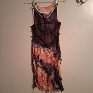 SHEIN Abstract Sleeveless Midi Dress - Black and Orange